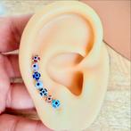 Zilveren Doorsteekoorbel met Turkse Ogen, Hangers, Nieuw, Ophalen of Verzenden, Met edelsteen