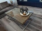 Salontafal hout met glasplaat, Gebruikt, 100 tot 150 cm, Minder dan 50 cm, Rechthoekig