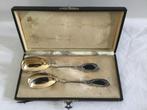 Set antieke zilveren dienlepels met vergulde bak, Ophalen of Verzenden, Zilver