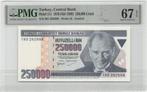 Turkey 250.000 Tukish Lira 1998 Unc PMG 67 EPQ, Ophalen of Verzenden, Overige landen, Los biljet