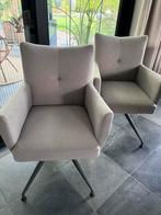 Hele nette armstoelen in een weefstof op zwarte poot, Huis en Inrichting, Stoelen, Ophalen, Zo goed als nieuw, Overige kleuren