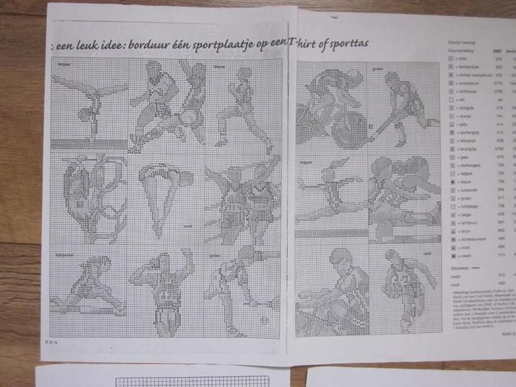 Heel veel verschillende borduur motiefjes van sporten, Hobby en Vrije tijd, Borduren en Borduurmachines, Zo goed als nieuw, Patroon