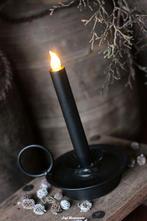 Kandelaar / blaker zwart met ledkaars, Www.jufbrocante.nl, Www.jufbrocante.nl, Nieuw, Ophalen of Verzenden