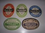 5 OUDE Heineken's bier etiketten jaren 30, Overige typen, Heineken, Gebruikt, Ophalen of Verzenden