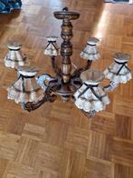 Antieke houten kroonluchter, Huis en Inrichting, Lampen | Kroonluchters, Ophalen, Gebruikt