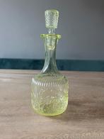 Uraniumglas karaf met stop, Antieke glazen karaf/fles, Antiek en Kunst, Antiek | Glas en Kristal, Ophalen of Verzenden