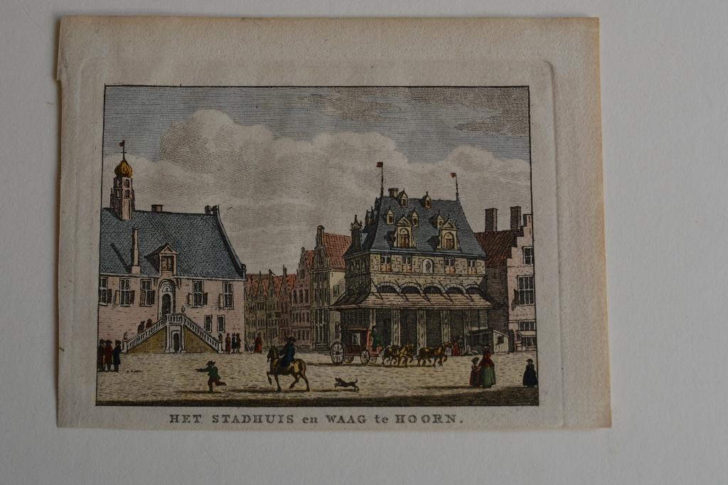 HOORN STADHUIS WAAG Mooie gravure J. Bulthuis F. Bendorp GU2, Verzenden