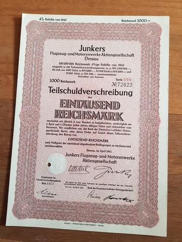 Historisch aandeel Junkers, 1942  (1000 RM) beschikbaar voor biedingen