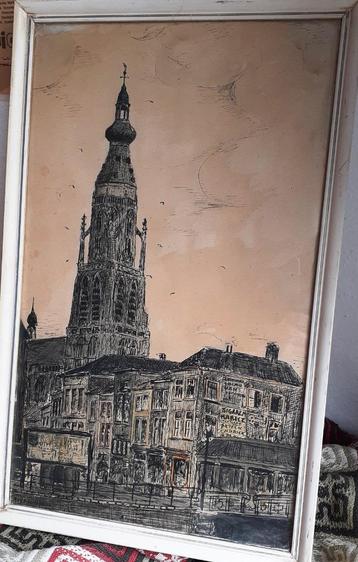Tekening Grote kerk van Breda beschikbaar voor biedingen