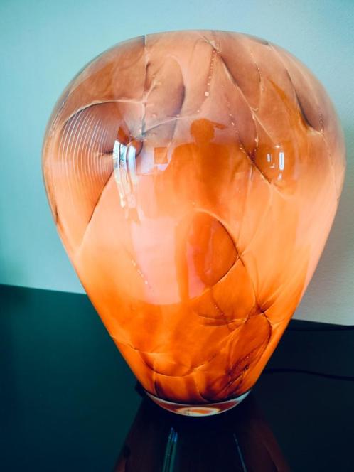 Italie Murano Tafellamp Design Amber Gemarmerd 1990, Huis en Inrichting, Lampen | Tafellampen, Ophalen of Verzenden