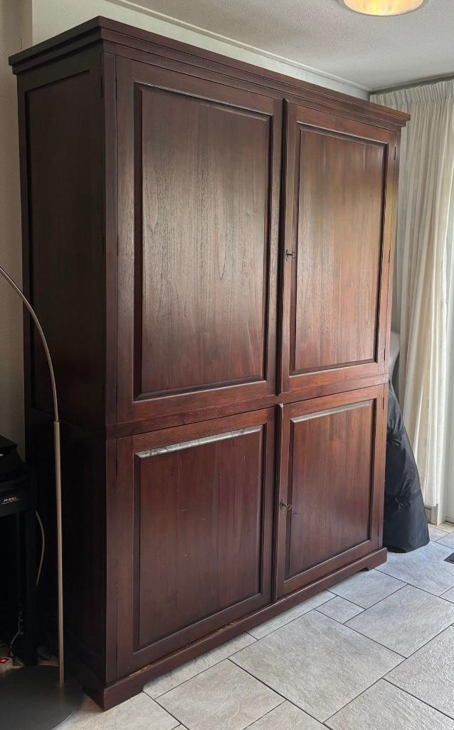 Computer kast, Huis en Inrichting, Kasten | Computermeubels, Gebruikt, 170 cm of meer, 120 tot 170 cm, 40 tot 80 cm, Teakhout