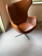 Lederen Egg Chair, Huis en Inrichting, Bruin, Leer, Ophalen of Verzenden, Zo goed als nieuw