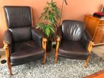 Fauteuils leder Heldense meubelindustrie, Huis en Inrichting, Ophalen, Gebruikt, Hout, 75 tot 100 cm