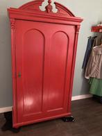 Hele mooie linnenkast - antiek - rood, Huis en Inrichting, Ophalen, Gebruikt, 100 tot 150 cm, Met hangruimte