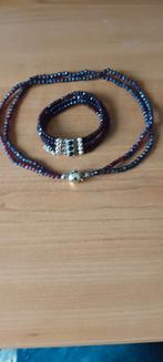 granaten ketting en bijbehorende armband, Ophalen of Verzenden, Overige materialen, Armband, Met edelsteen