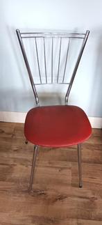 Retro / vintage spijlenstoel chroom met rode zitting, Ophalen, Huis en Inrichting