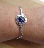 zilveren klemarmband met boze oog bloem [198], Verzenden, Zo goed als nieuw, Zilver, Zilver