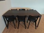 Ikea eettafel uitschuifbaar + 6 stoelen, Huis en Inrichting, Tafels | Eettafels, Gebruikt, 100 tot 150 cm, Vijf personen of meer