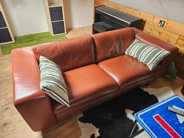 Leren bank - 2 zits - bruin/cognac