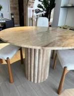 NIEUW: Dure Travertin Eettafel, gekocht voor €3200, Huis en Inrichting, 100 tot 150 cm, Rond, 200 cm of meer, Ophalen of Verzenden