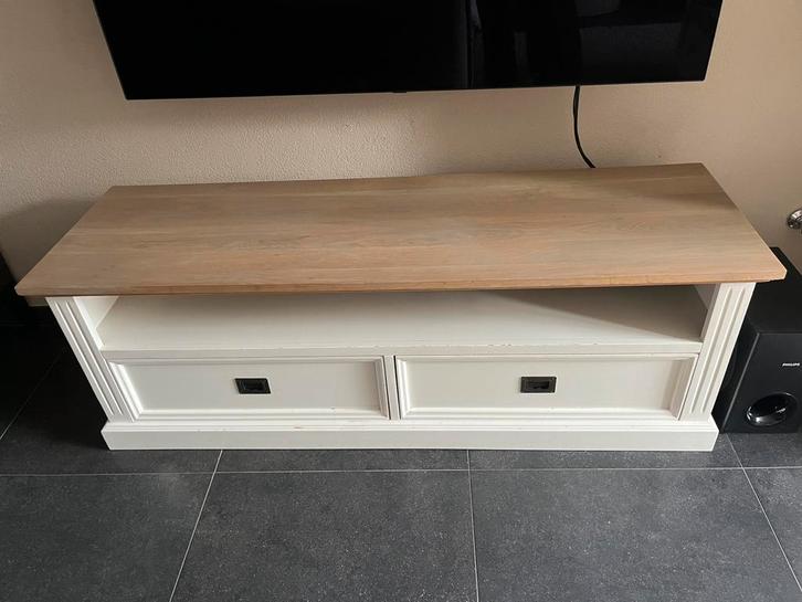 Mooie wit met houten Tv dressoir landelijk, Huis en Inrichting, Complete inboedels, Ophalen