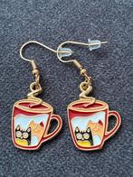 Oorbellen - Kopjes met Katten, Overige materialen, Hangers, Ophalen of Verzenden, Zo goed als nieuw