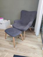 Fauteuil met voetenbank donkergrijs PETERSBORG, Huis en Inrichting, Fauteuils, Ophalen, Zo goed als nieuw, Stof, 50 tot 75 cm