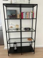 Stellingkast zwart/bruin/glas 100x175 cm IKEA, Ophalen, Zo goed als nieuw