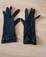 Vintage retro zwarte handschoenen elegante brocante, Antiek en Kunst, Ophalen of Verzenden