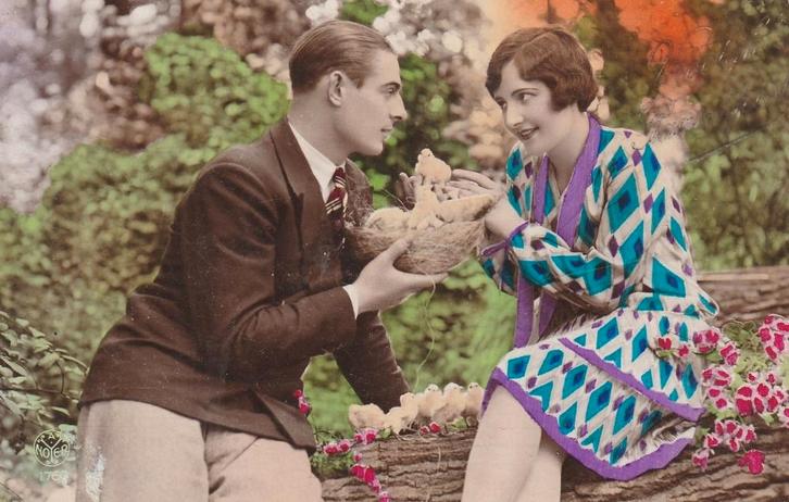 MEISJE ROOS JAREN 30 ZEER MOOIE OUDE KAART KJ707, Verzamelen, Ansichtkaarten | Themakaarten, Ongelopen, 1920 tot 1940, Overige thema's