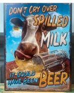 Wandbord tekstbord koe melk bier cafe mancave bar borden, Clayre&Eef, Nieuw, Ophalen of Verzenden, De Giesel