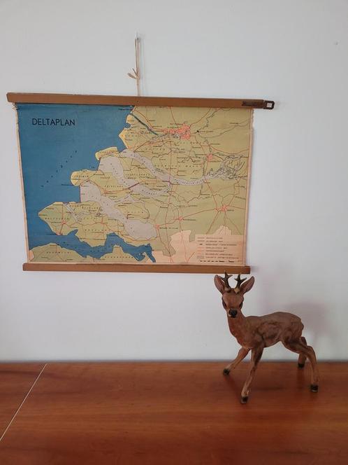 schoolkaart Deltaplan Zeeland '59 Domburg Vlissingen Renesse, Antiek en Kunst, Antiek | Schoolplaten, Aardrijkskunde, Ophalen of Verzenden