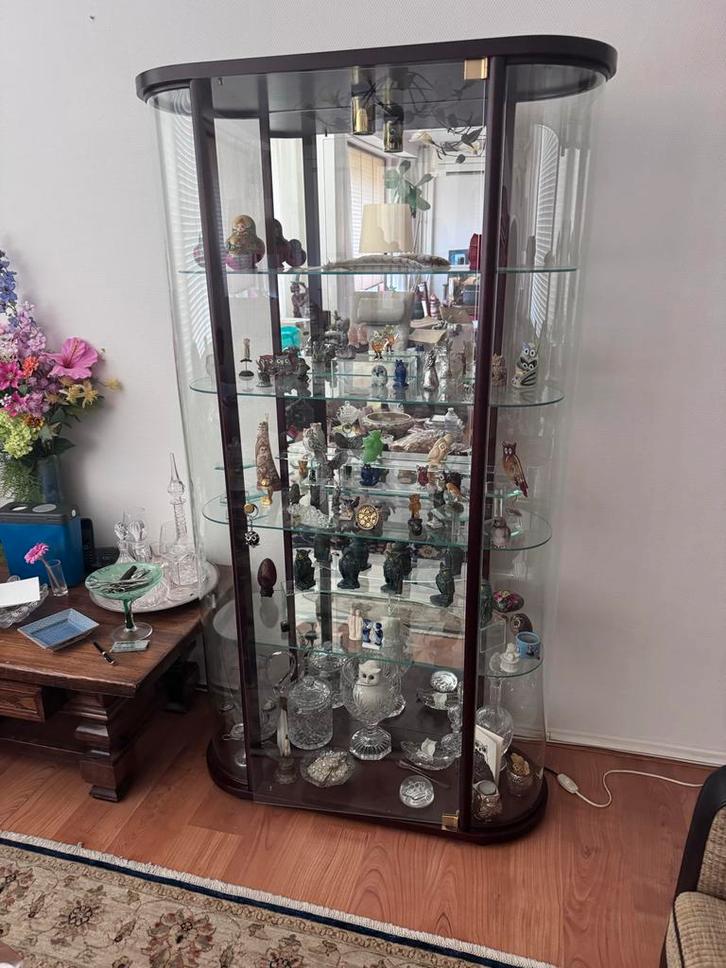 Glazen Vitrinekast met Houten Details, Huis en Inrichting, Kasten | Vitrinekasten, Gebruikt, 150 tot 200 cm, 50 tot 100 cm, 25 tot 50 cm