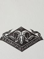 Ex Libris houtsnede met een Ram, Antiek en Kunst, Verzenden