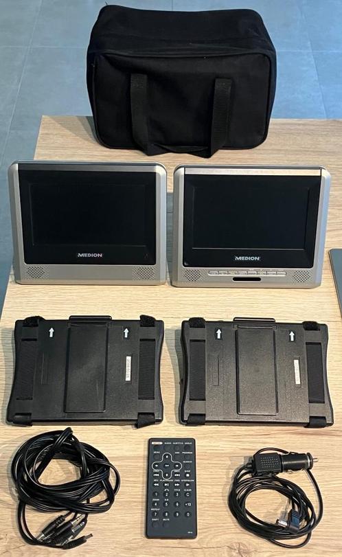 Draagbare DVD speler met 2 schermen voor in de auto !, Auto diversen, Auto-accessoires, Zo goed als nieuw, Ophalen of Verzenden