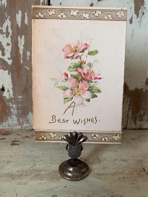 Oude Engelse kaart met oud menustandaardje, Antiek en Kunst, Curiosa en Brocante, Ophalen of Verzenden