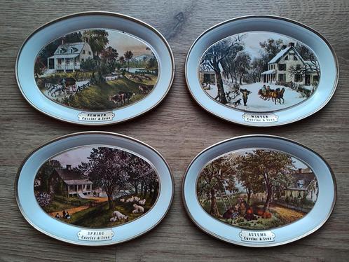 Currier and Ives - set 4 seizoenen, Antiek en Kunst, Antiek | Wandborden en Tegels, Ophalen of Verzenden