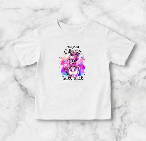Nieuw bedrukt t-shirt ‘expensive’, Kleding | Dames, T-shirts, Nieuw, Maat 42/44 (L), Wit, Korte mouw, Ophalen of Verzenden