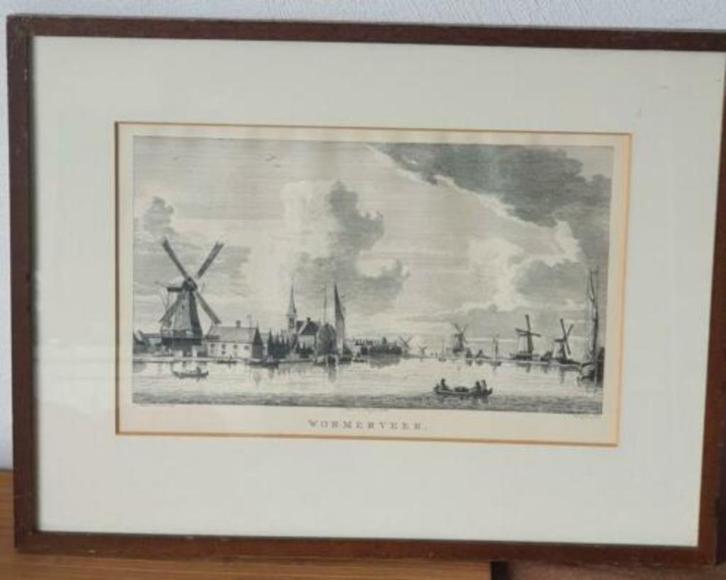 gezicht op Wormerveer, Jan Evert Grave, naar Jan Bulthuis, Antiek en Kunst, Kunst | Etsen en Gravures, Ophalen