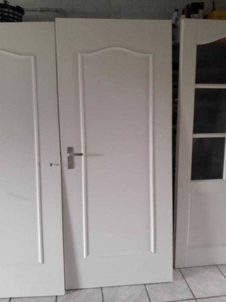 Opdekdeur, Doe-het-zelf en Verbouw, Deuren en Horren, Gebruikt, Binnendeur, 200 tot 215 cm, 80 tot 100 cm, Hout, Ophalen