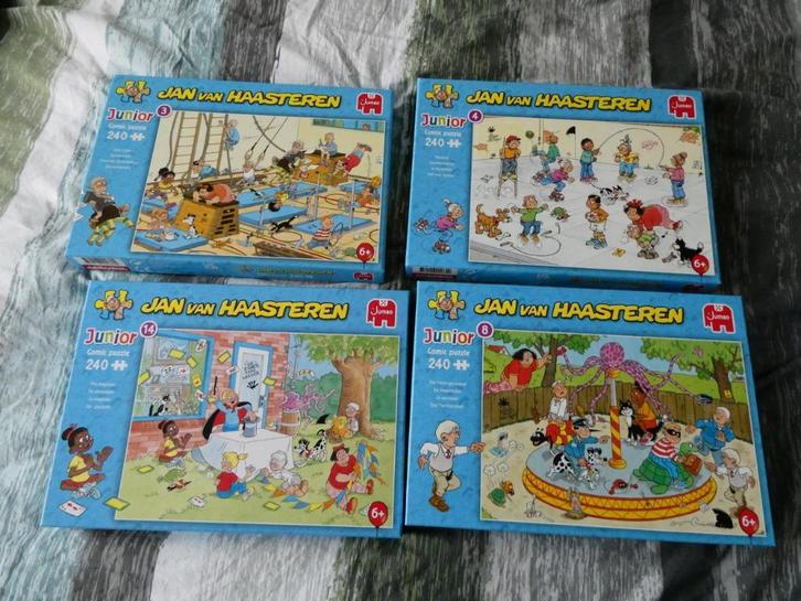 4 puzzels jan van haasteren junior 240 st en 1 van 150 st, Hobby en Vrije tijd, Denksport en Puzzels, Zo goed als nieuw, Minder dan 500 stukjes