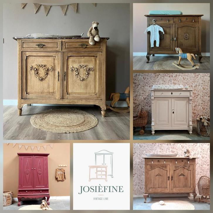 Vintage commode kinderkast babykamer hout uniek duurzaam, Kinderen en Baby's, Kinderkamer | Commodes en Kasten, 105 cm of meer