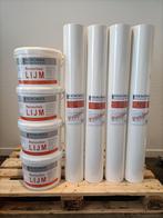 200m2 Renovlies Pro Glad 150 grams + 40kg lijm, Ophalen of Verzenden, 75 m² of meer, Wit, Glad