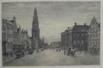 W.J.Dingemans .1873-1925.Groningen in 1920, zeer grote ets!!, Antiek en Kunst, Kunst | Etsen en Gravures, Ophalen