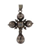 10 roos diamanten antiek fraaie kruis ketting hanger zilver