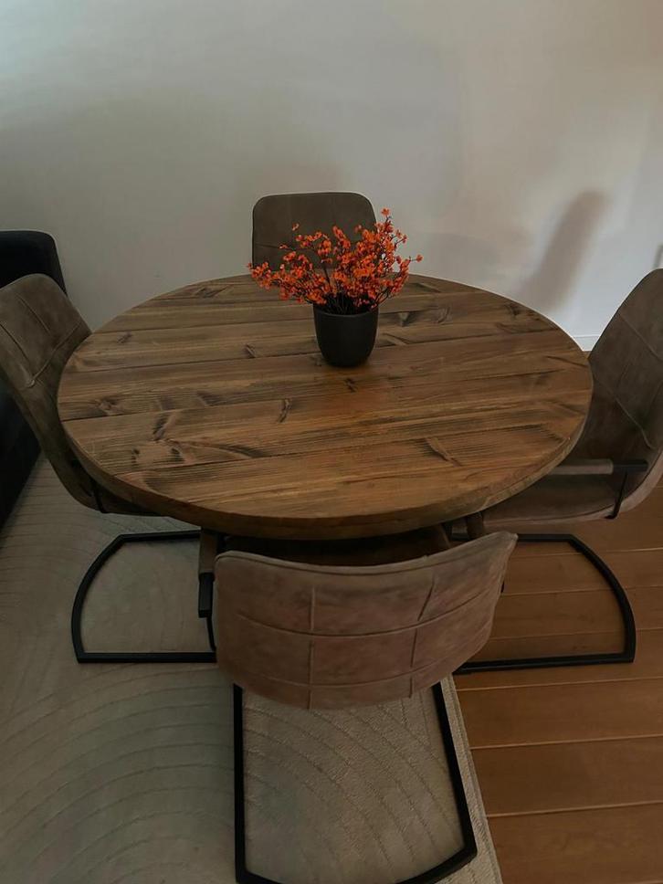 Ronde eettafels van gebeitst steigerhout., Huis en Inrichting, Tafels | Eettafels, Nieuw, 50 tot 100 cm, Rond, Ophalen of Verzenden