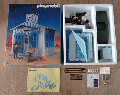Vintage Playmobil 3767 Western School in doos onbespeeld (?), Kinderen en Baby's, Speelgoed | Playmobil, Zo goed als nieuw, Complete set