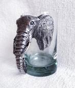 Handgemaakt bierglas met tinnen olifant (Ngwenya glass), Huis en Inrichting, Keuken | Servies, Nieuw, Glas, Overige stijlen, Glas of Glazen