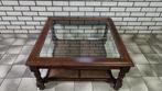 Houten salontafel met glazenplaat, Ophalen, 100 tot 150 cm, 50 tot 100 cm, Zo goed als nieuw