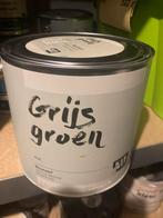 2 blikken Karwei muurverf grijsgroen 2,5L, Doe-het-zelf en Verbouw, Nieuw, Ophalen of Verzenden, Verf, Minder dan 5 liter